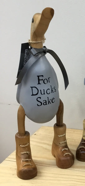 Cheeky Duckers 'For Ducks Sake' Wooden Duck painted grey 26cm
