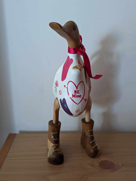 Wooden Duck, Valentines Be Mine Decoupage, Decorative Wooden Ducks