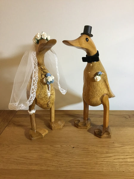 Bride and Groom Ducks Small Varnished Duck