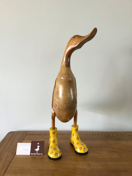 Large duck in Flowery painted boots