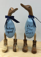 Cheeky Duckers What The Duck! wooden Duck 26cm Blue Hand Painted