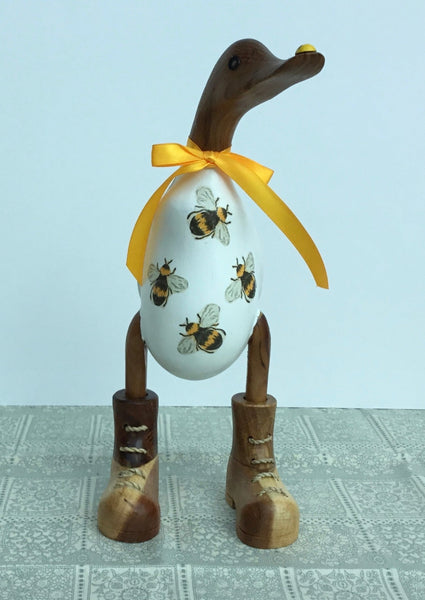 Bumble Bees Duck, Decoupage, Decorative Wooden Duck